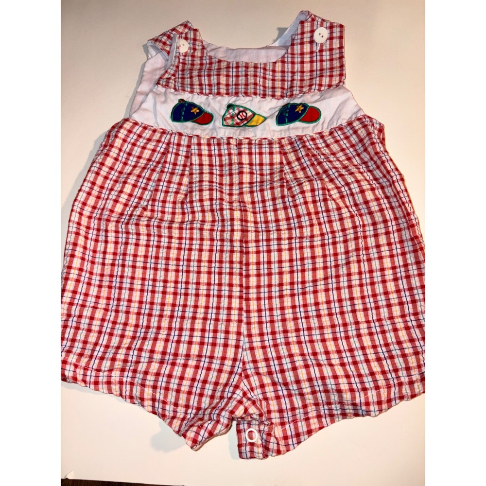 Baby Boys Girls Red Plaid Baseball Romper‎ 12M Outfit Baseball Caps